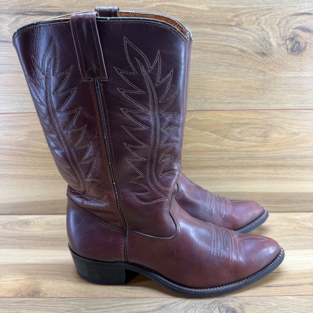Double H Western Classics Mens Boots 9 D Reddish Brown Leather Cowboy Ranch
